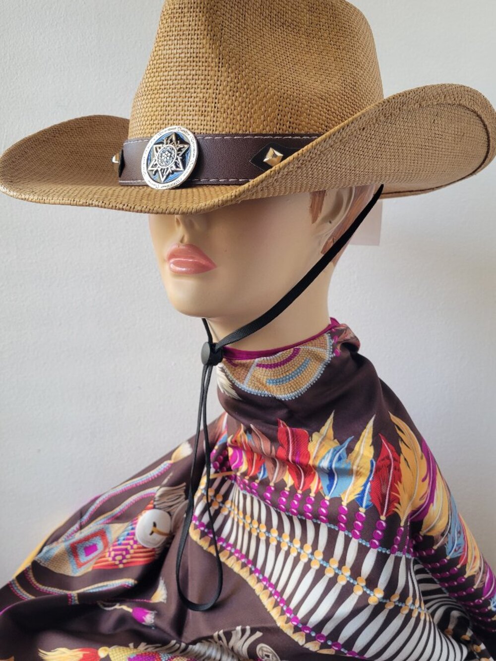 NEW WITH TAG | Unisex Straw Western Cowboy Hat | Brown Concho Band